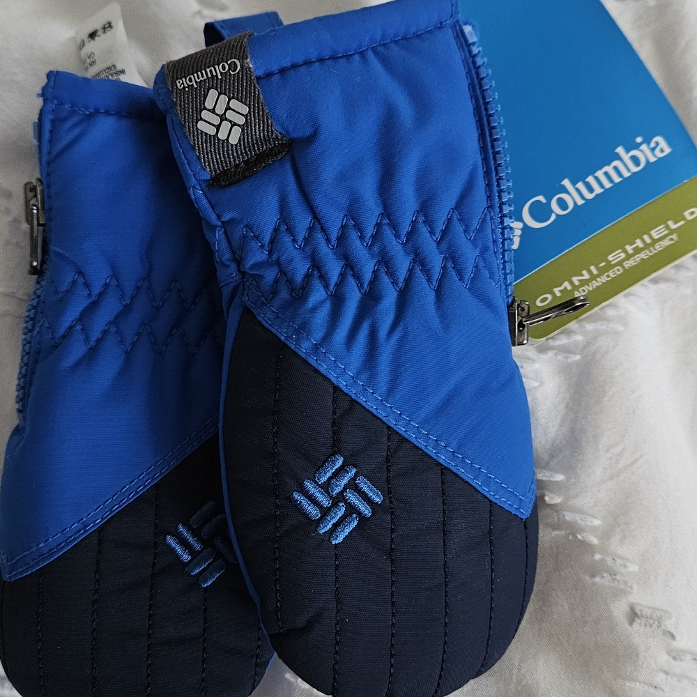 Columbia Baby/youth Blue and Black Mittens
